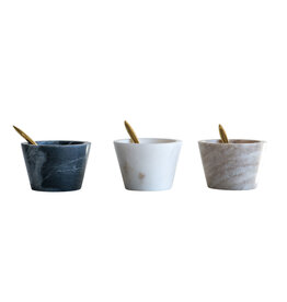 3"x 2"Marble Bowl w/ Brass Spoon - colors vary