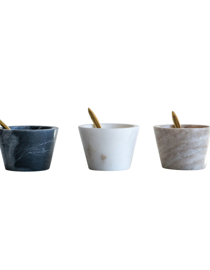 3"x 2"Marble Bowl w/ Brass Spoon - colors vary