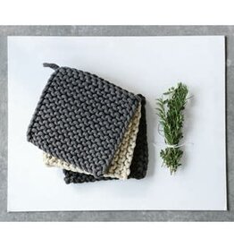 8" Square Cotton Crocheted Pot Holder, 3 Colors