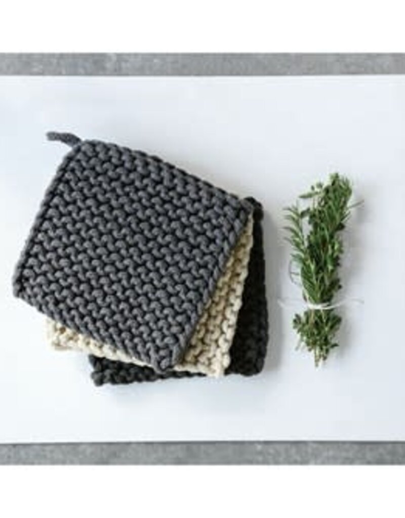 8" Square Cotton Crocheted Pot Holder, 3 Colors