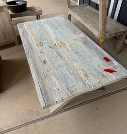 69 x 36 x 17 Vintage "X" Leg Barnwood Plank Coffee Table - RT 6/25