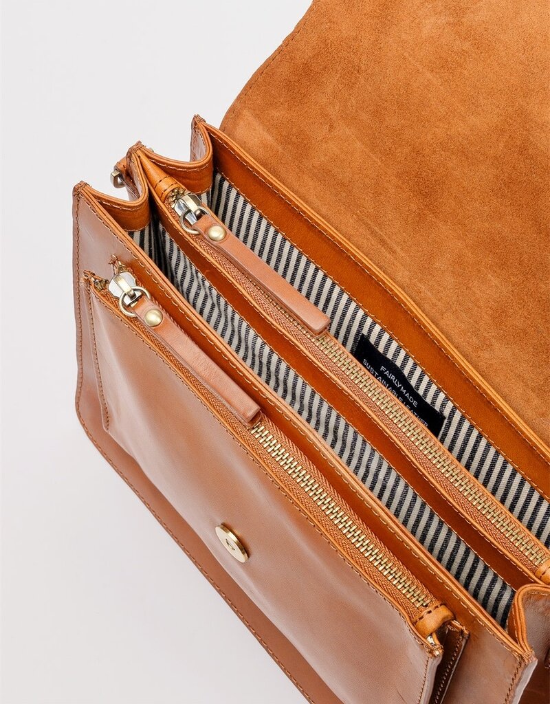 Austin Full-Size Bag in Cognac Classic Leather w/ Wide Leather and Thin Straps