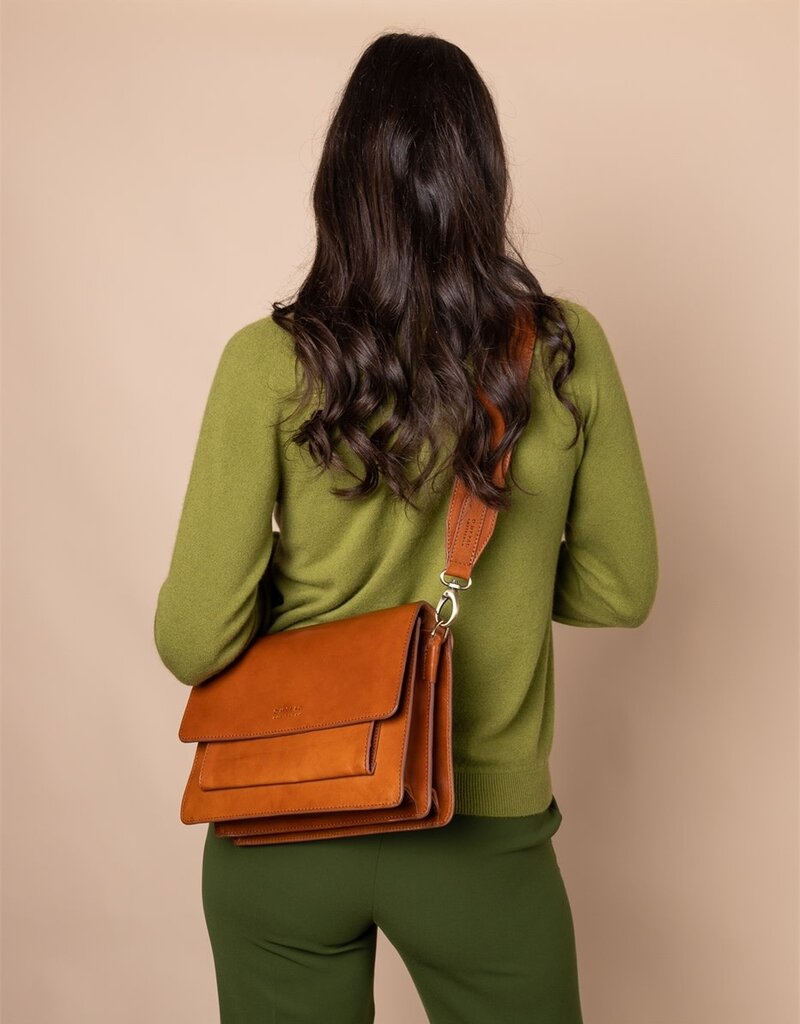 Austin Full-Size Bag in Cognac Classic Leather w/ Wide Leather and Thin Straps