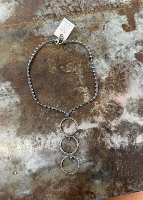 Jonas and Muse 3 Silver Rings On Necklace
