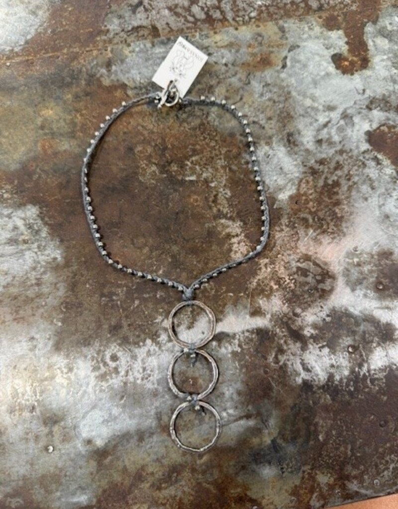 Jonas and Muse 3 Silver Rings On Necklace