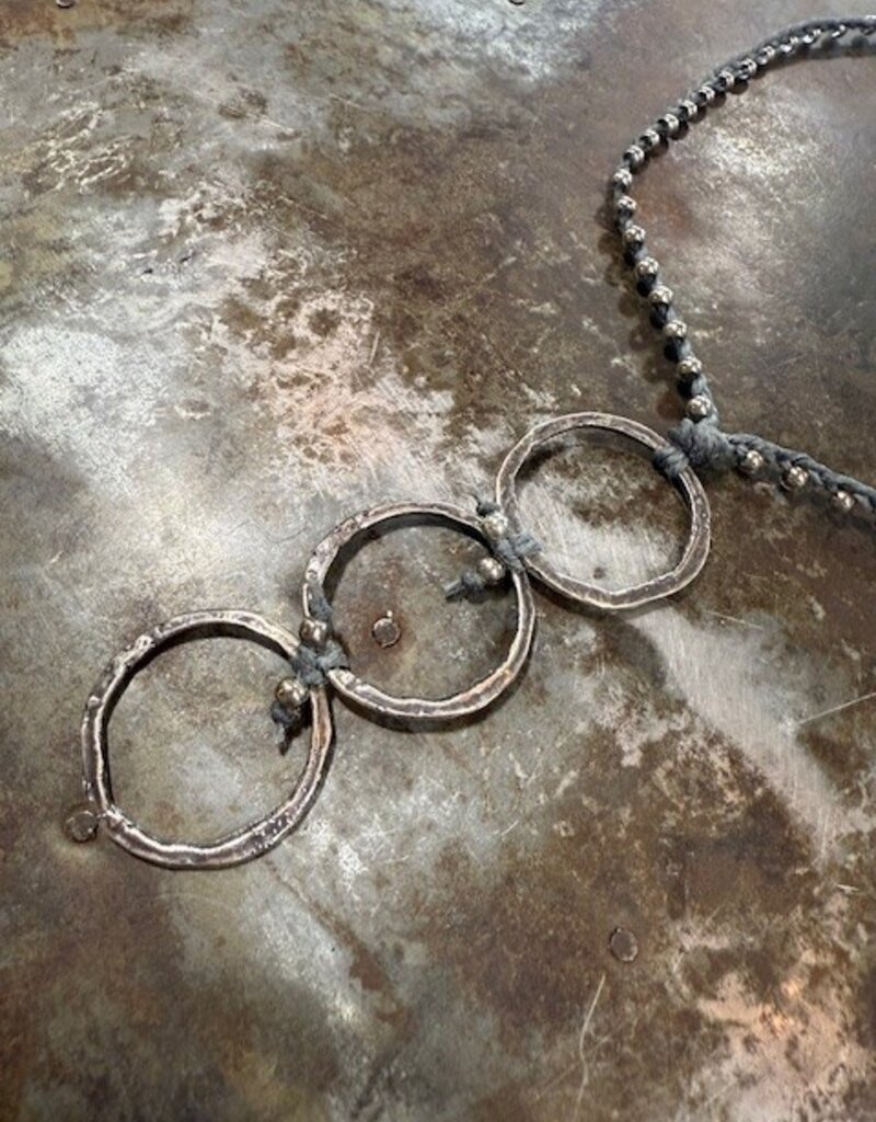 Jonas and Muse 3 Silver Rings On Necklace
