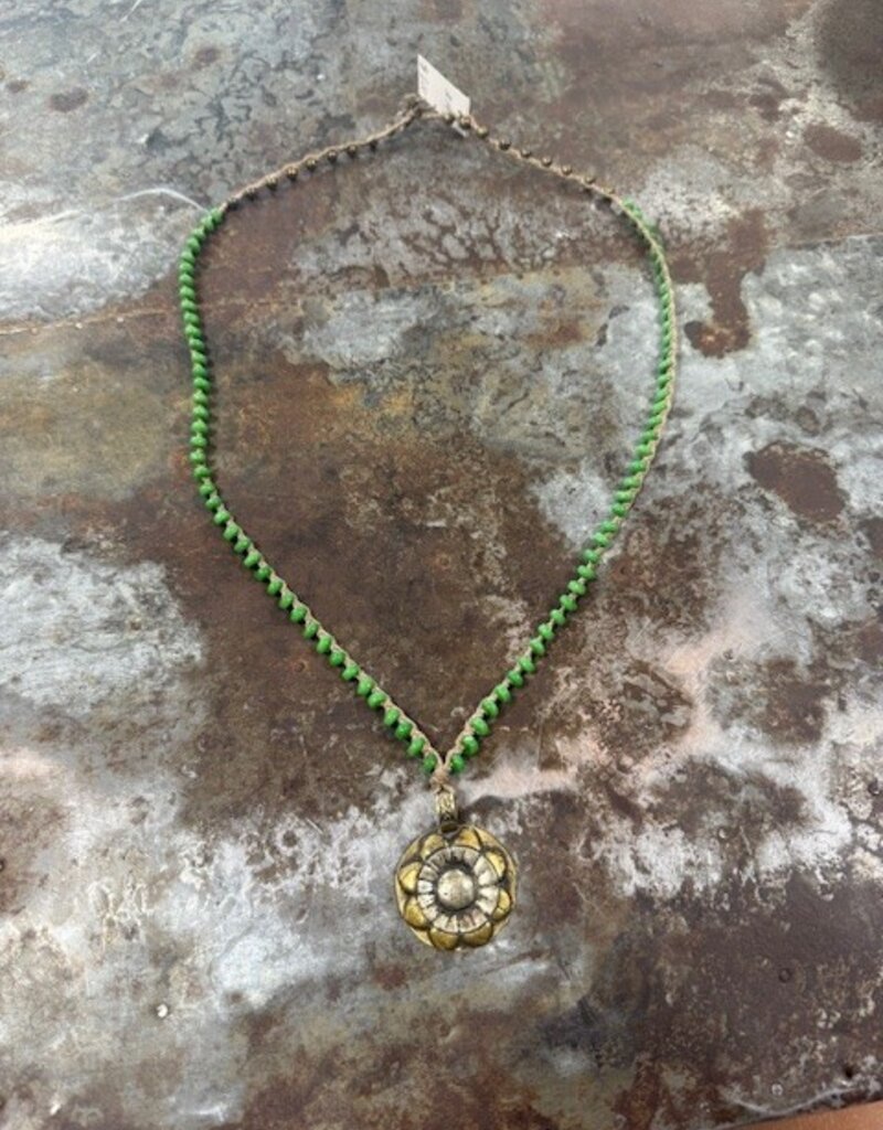 Pressed Flower w/ Green Bead