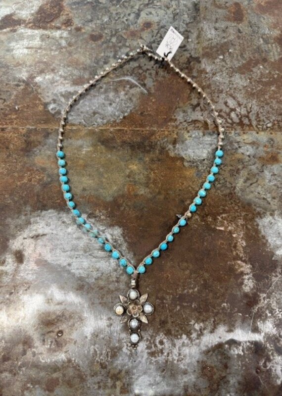 Tubtan Pearl Cross - Turq