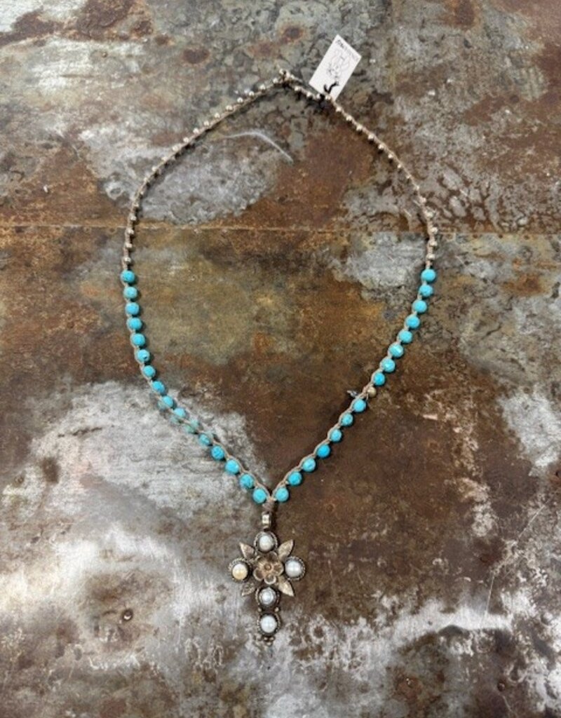 Tubtan Pearl Cross - Turq