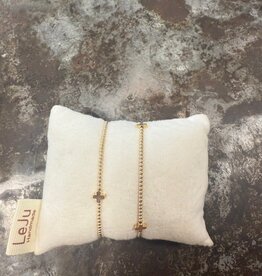 2 mm Gold-filled Bead w 3 Gold-filled Cross Bracelet
