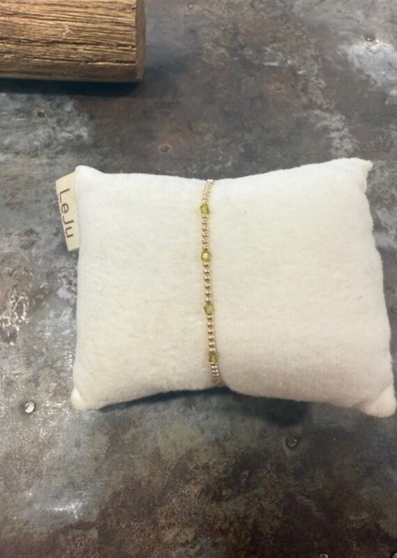 2mm Gold-filled & Chartreuse Bead Bracelet