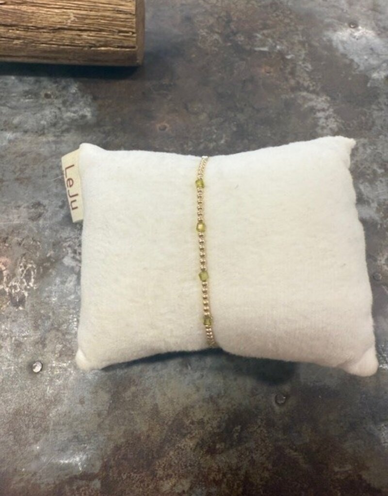 2mm Gold-filled & Chartreuse Bead Bracelet