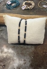 Black Zircon Bracelet w 2mm Gold-filled Bead Bracelet