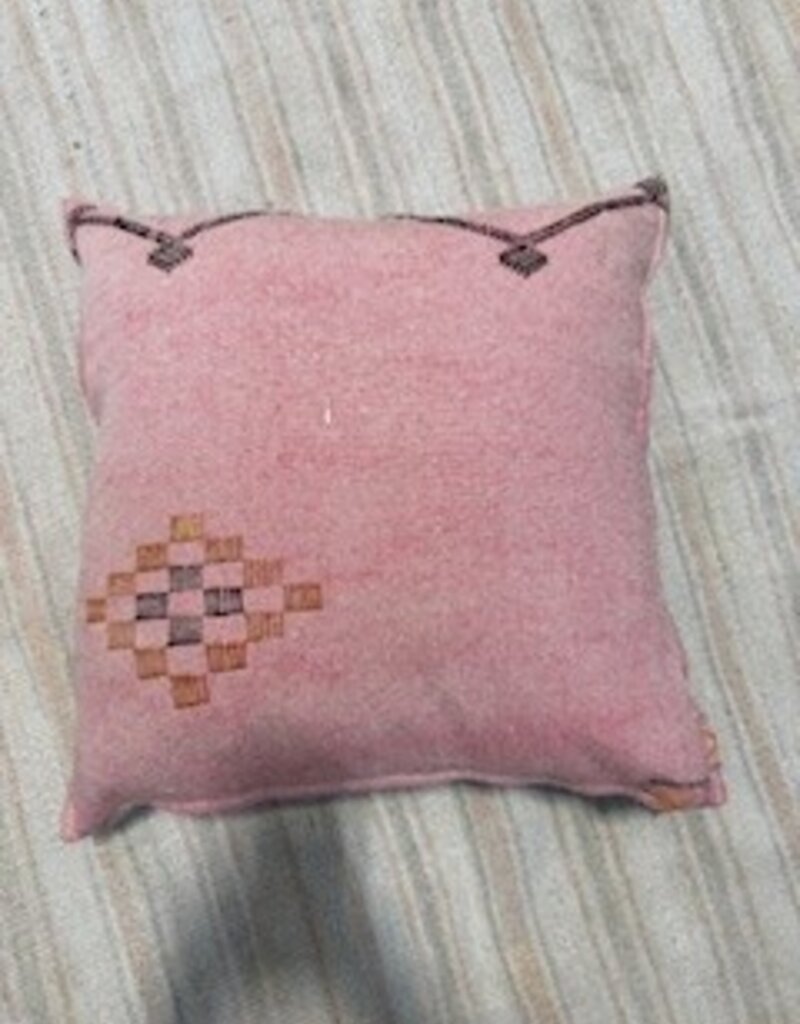 18" x 18" Pink Moroccan Cactus Silk Pillow w/ Insert