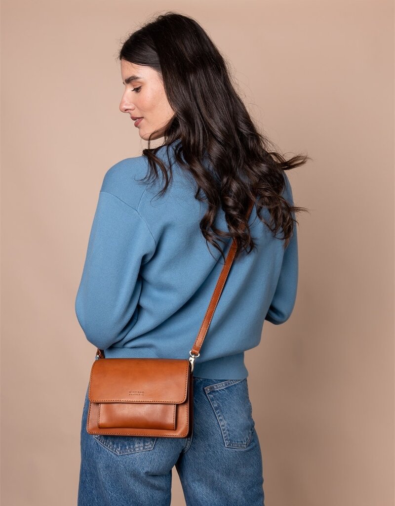 Austin Mini Bag in Cognac Classic Leather w/ Wide Leather and Thin Straps