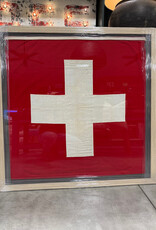Framed Vintage Swiss Military Flag of Nautical Wool - 42" x 42"  w/frame