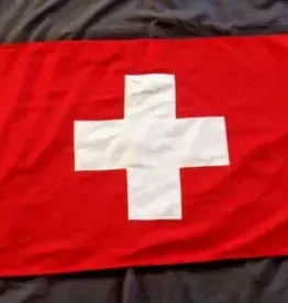 Framed Vintage Linen Swiss Flag - 42 x 22 w/ Frame