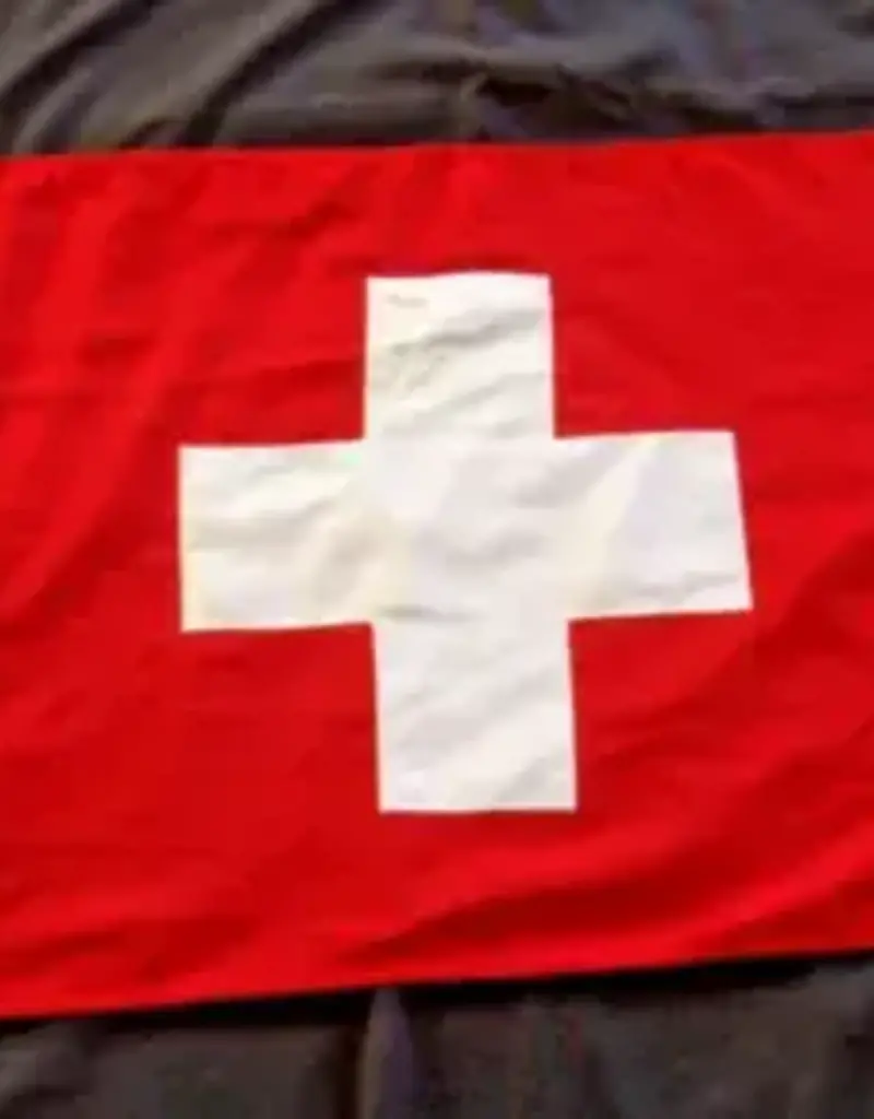 Framed Vintage Linen Swiss Flag - 42 x 22 w/ Frame