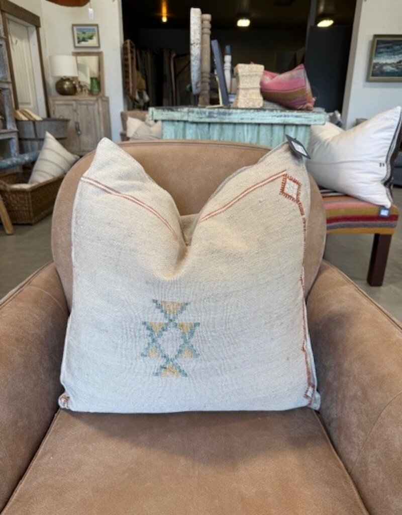 Cream Moroccan Cactus Silk Pillow with Insert 22 x 22