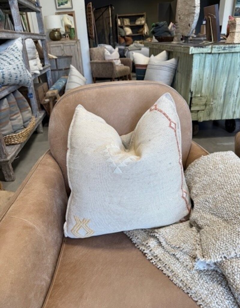 Cream Moroccan Cactus Silk Pillow with Insert 22 x 22