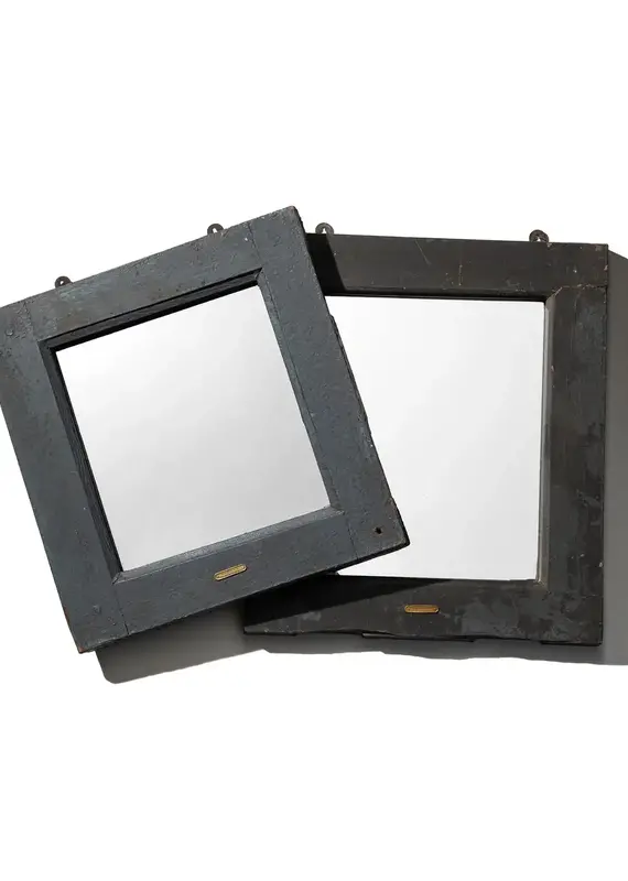 VINTAGE WINDOW MIRROR / Industrial Blue