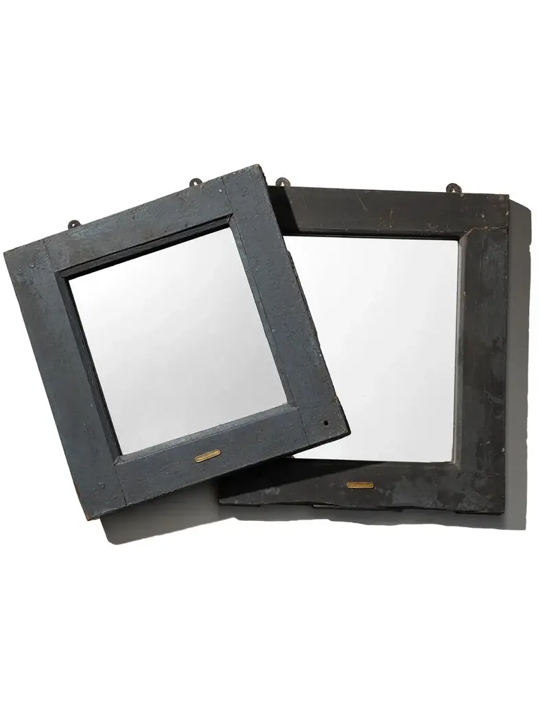 VINTAGE WINDOW MIRROR / Industrial Blue