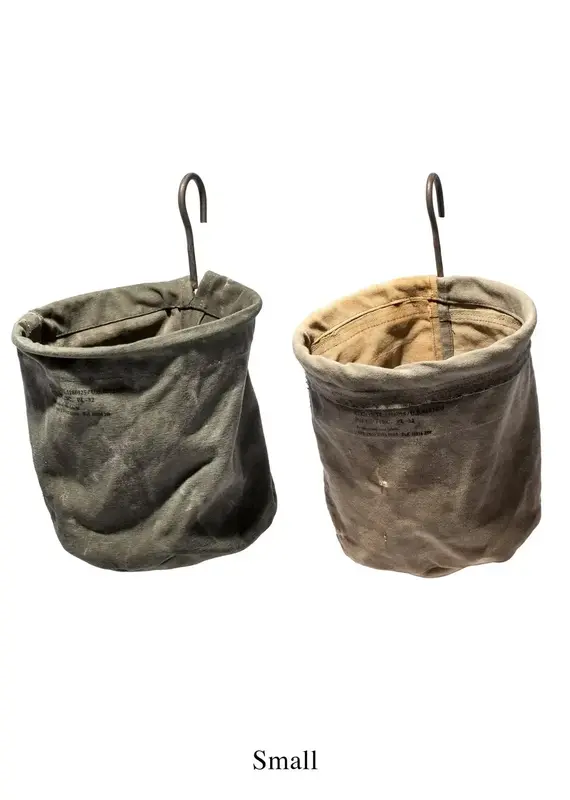 VINTAGE TENT FABRIC HOOK BASKET Small