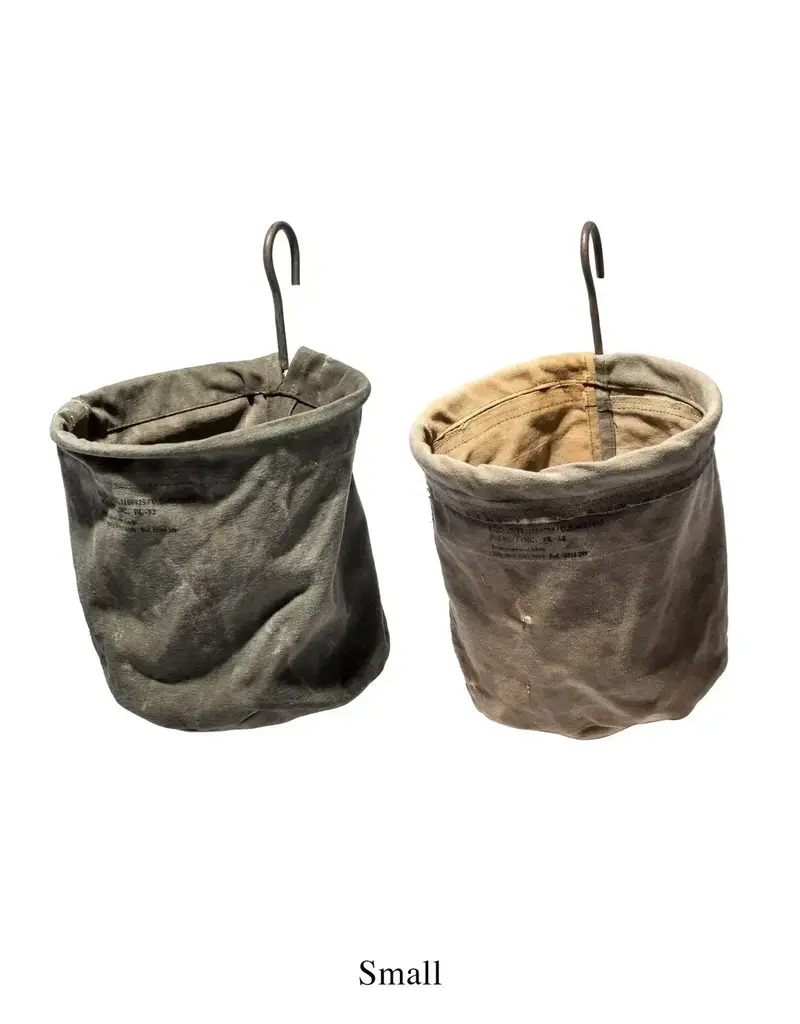 VINTAGE TENT FABRIC HOOK BASKET Small
