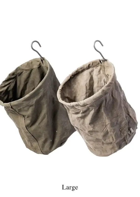 VINTAGE TENT FABRIC HOOK BASKET Large