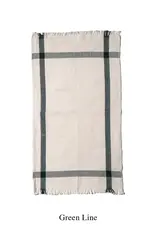 Cotton India Cloth w Green Stripe
