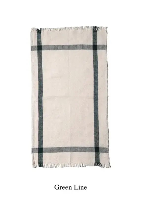 Cotton India Cloth w Green Stripe