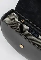 Desiree Crossbody Clutch in Black Classic Leather - 2 Straps: Checkered and Cognac