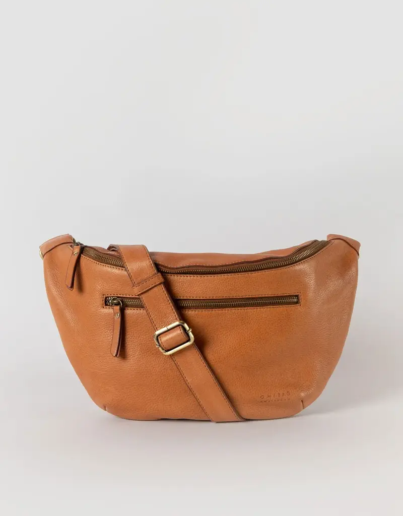 Desiree Maxi Bum Bag in Wild Oak Soft Grain Leather - 2 Straps: Checkered & Soft Oak