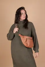 Desiree Maxi Bum Bag in Wild Oak Soft Grain Leather - 2 Straps: Checkered & Soft Oak