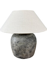 Rustic Vintage Sandstone Table Lamp with Beige Lamp Shade  - 21H x 9C