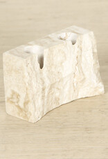 Rough Hewn  Travertine Rock 2 Candle Holder - 4.7 x 1.4 x 3H