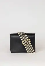 Midway Mini Clutch / Black Classic Leather / Checkered & Leather Strap