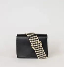 Midway Mini Clutch / Black Classic Leather / Checkered & Leather Strap