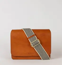 Midway Full-Size Satchel / Cognac Classic Leather / Checkered & Leather Strap