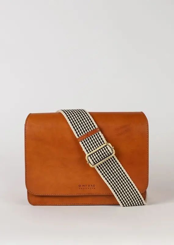 Midway Full-Size Satchel / Cognac Classic Leather / Checkered & Leather Strap