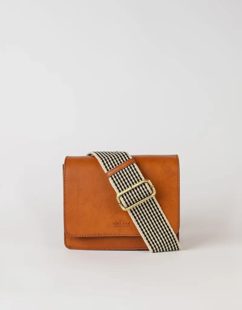 Midway Mini Clutch / Cognac Classic Leather / Checkered & Leather Strap