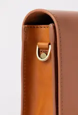 Midway Mini Clutch / Cognac Classic Leather / Checkered & Leather Strap