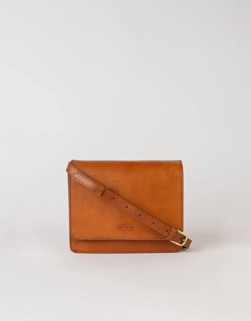 Midway Mini Clutch / Cognac Classic Leather / Checkered & Leather Strap