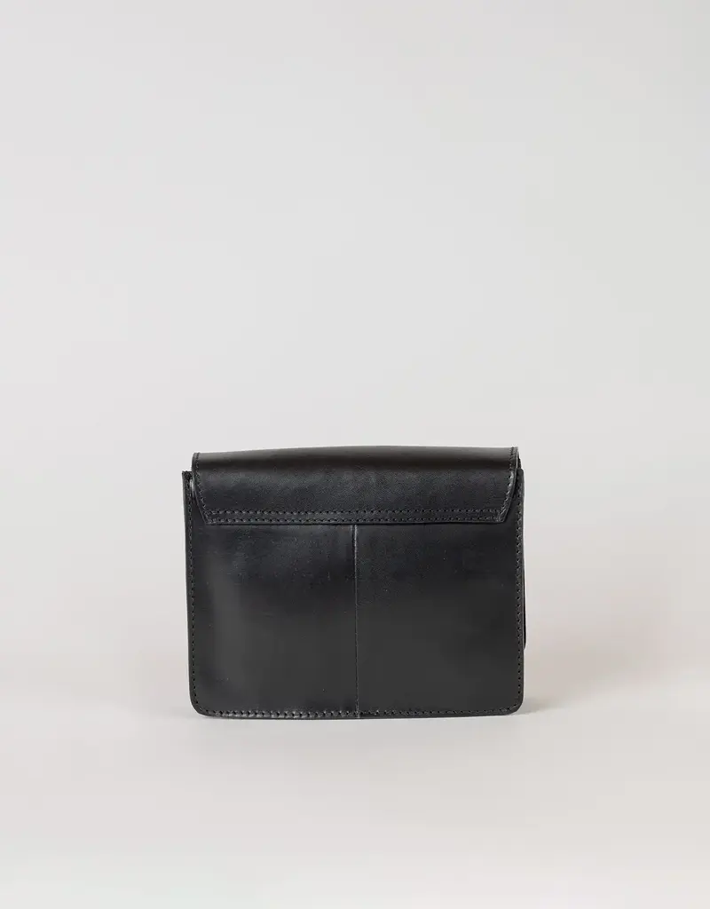 Midway Mini Clutch / Black Classic Leather / Checkered & Leather Strap