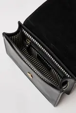 Midway Mini Clutch / Black Classic Leather / Checkered & Leather Strap