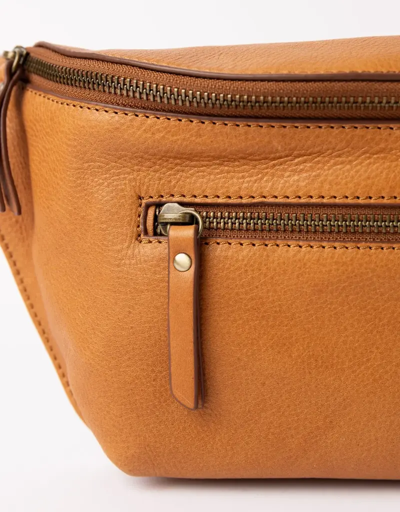 Desiree Crossbody Bum Bag in Wild Oak Soft Grain Leather with both Adjustable Strap and Webbing Strap