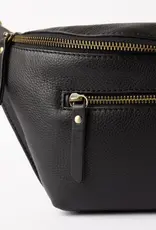 The Desiree Bum Bag ­in Black Soft Grain Leather w/ Checkered & Black Leather Straps