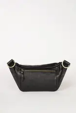 The Desiree Bum Bag ­in Black Soft Grain Leather w/ Checkered & Black Leather Straps