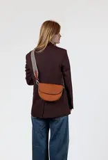 Desiree Crossbody Clutch in Cognac Classic Leather - 2 Straps: Checkered and Cognac