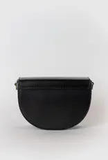 Desiree Crossbody Clutch in Black Classic Leather - 2 Straps: Checkered and Cognac